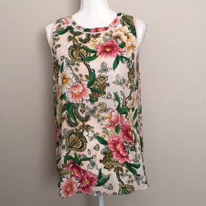 Loft Sleeveless Floral Blouse M